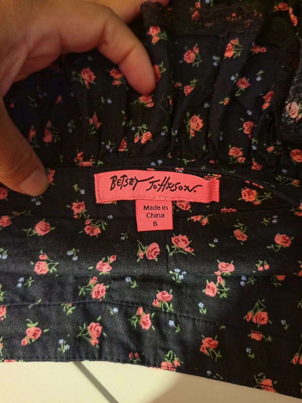 Betsey Johnson Black Shorts with Pink Floral Print